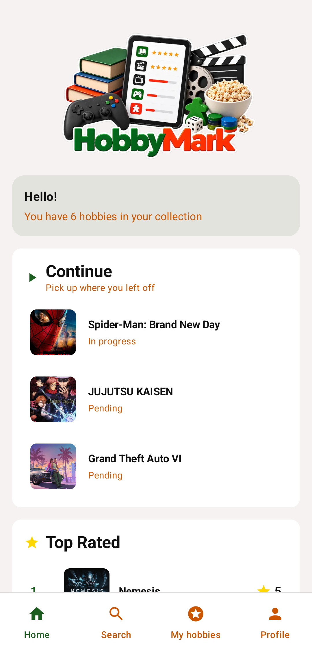 Hobby Mark app screenshot